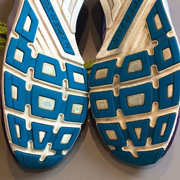 Brooks Hyperion Purple Teal Neon Stripe Lace Up Lightweight Running Shoes - Picture 12 of 16